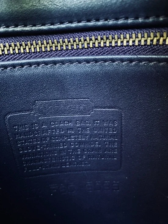 Coach Navy Blue Leather Tote Shoulder Bag Classic Minimalist - Picture 9 of 11